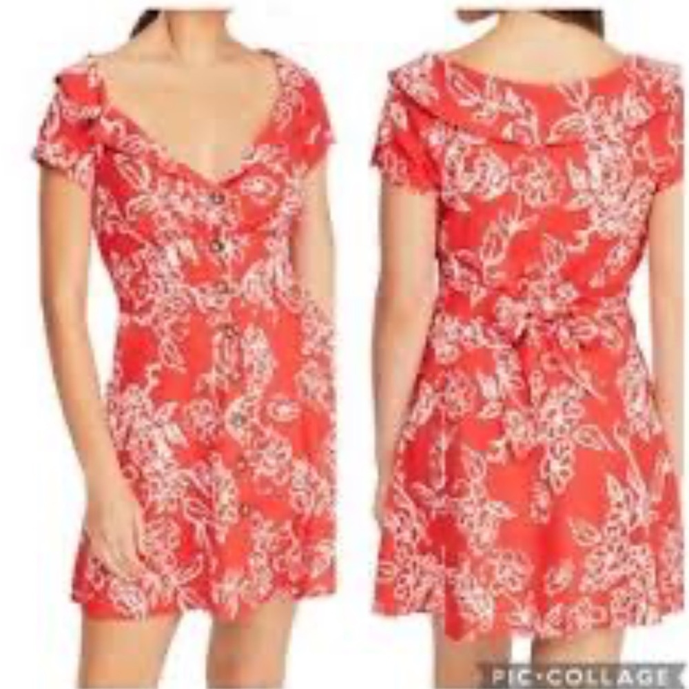 Free People Linen/Rayon Floral Dress